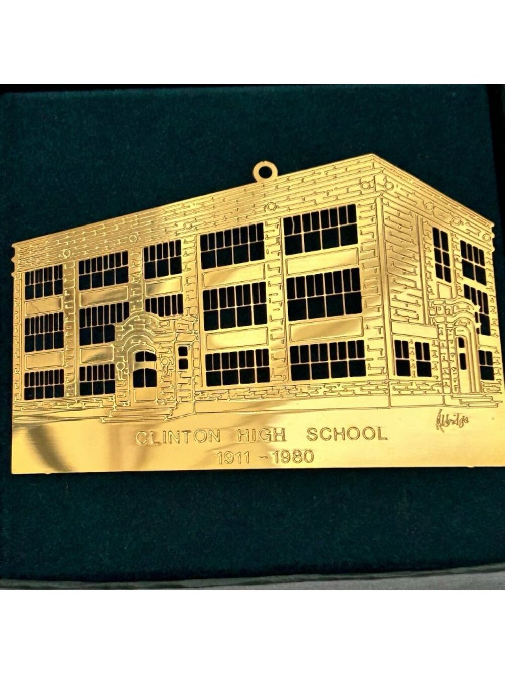 Vintage Reed & Barton Clinton High School Henry County Ornament Signed Aldridge
